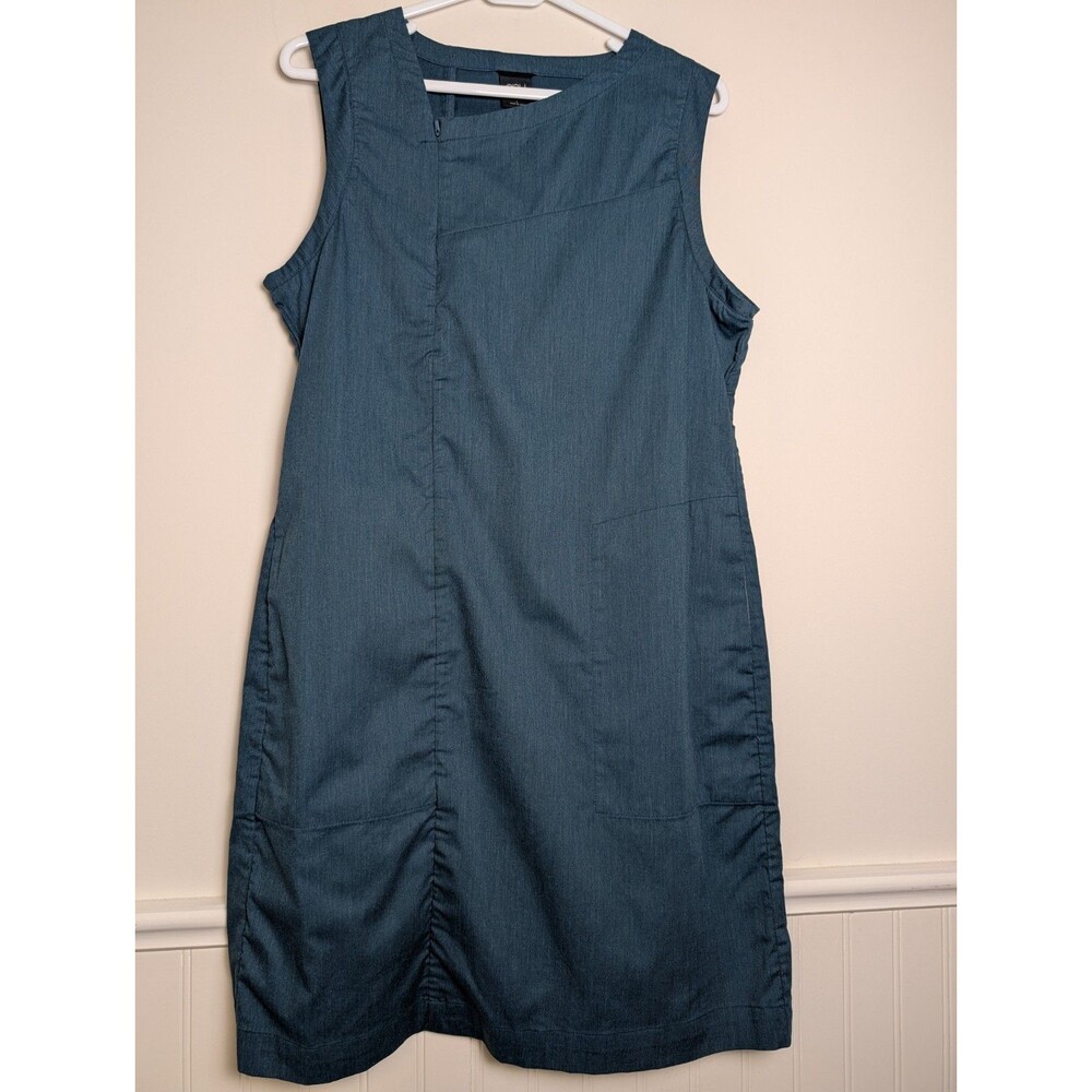 Nau Women's Motil Dress Asymmetric Organic Cotton Tank Blue Sz Large Pockets